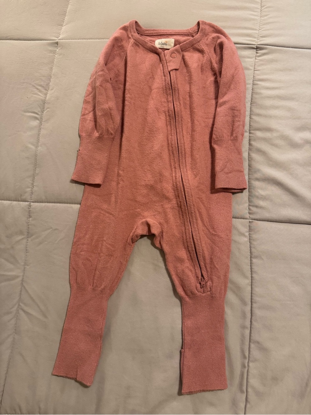 Knit Zip Footed Pajamas in Dusty Rose - Kids